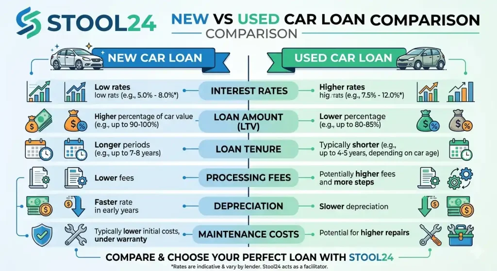New vs Used Car Loan Comparison